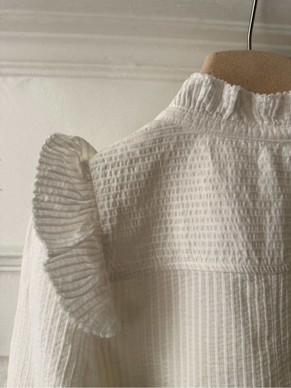 Isabel Marant Ivory Ruffled Textured Button-Up Blouse - Picture 4 of 7